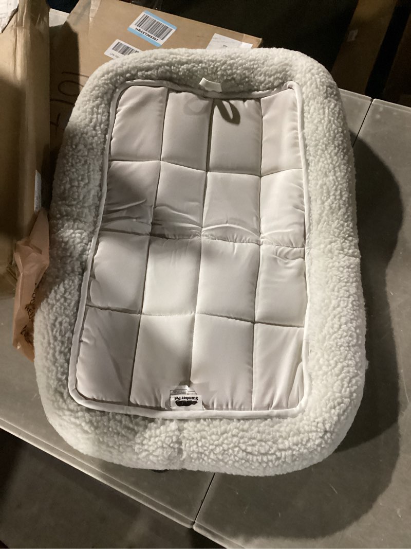 Condition photo showing Good Condition for midwest homes for pets quiettime xs dog bed – white fleece bolster, ultra-soft and machine washable, fits 22-inch crates and carriers, for small dogs and cats white 22 inch