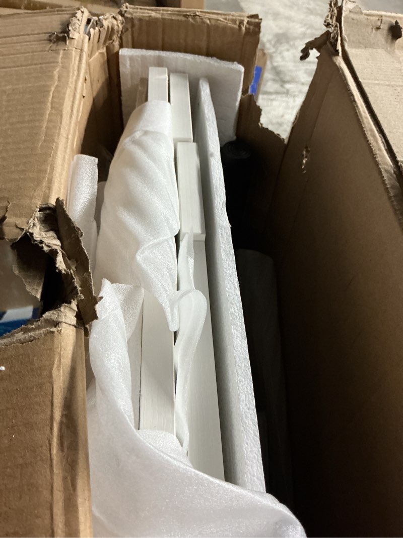 Condition photo showing As Is for Aquzee Computer Desk with Hutch and Bookshelf, 47 inch Wide White Home Office Desk with Space Saving Design, White Desk with 3 Tier Storage Shelves for Study Writing Work, Easy Assemble