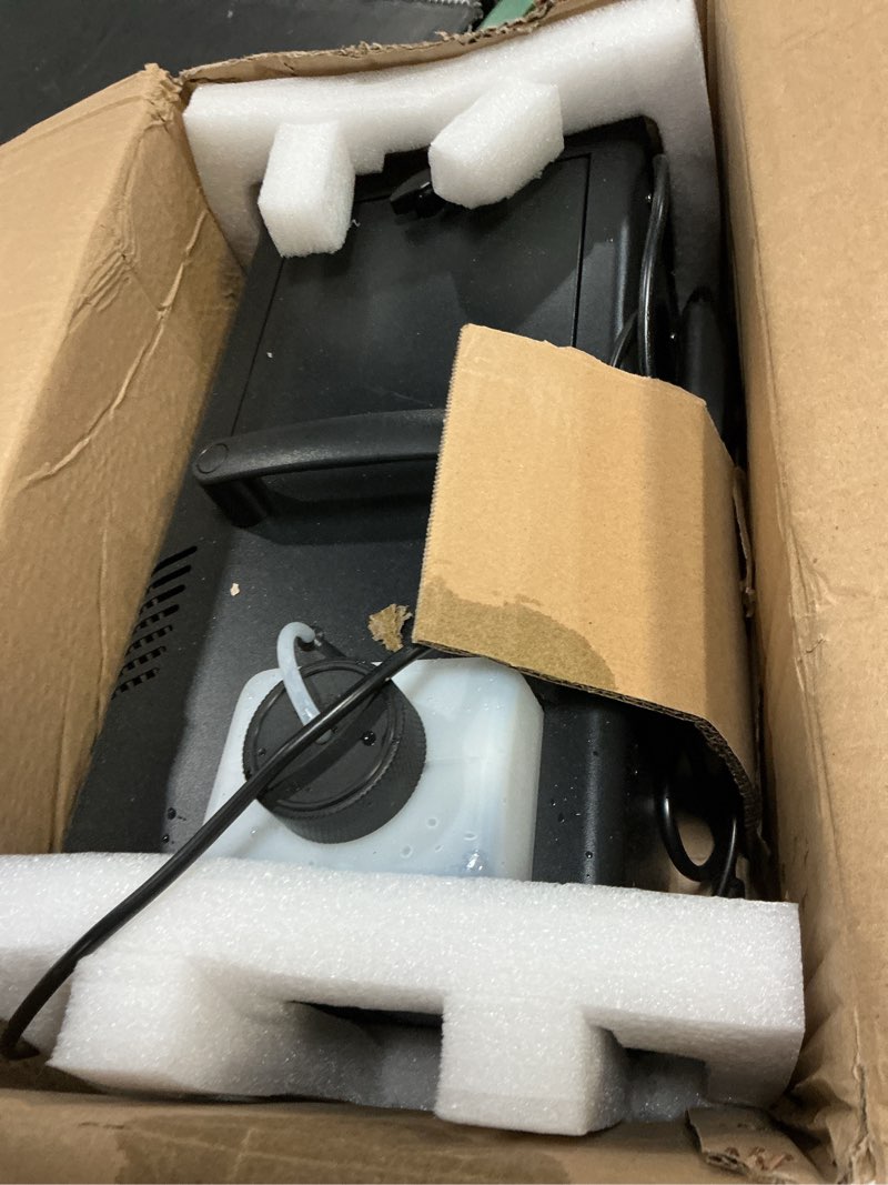 Condition photo showing As Is for low lying fog machine with remote fast heating easy opertative dry ice compatible for stage halloween wedding escape room effects