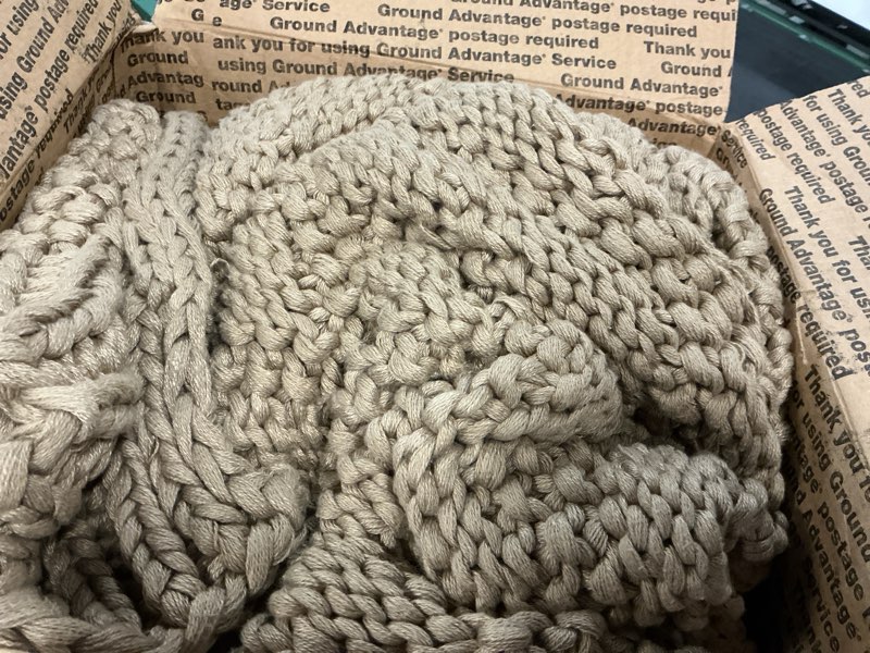 Condition photo showing Good Condition for Knitted Weighted Blanket for Adult, Chunky Knit Weighted Throw for Sleep 60"*80" 20lbs, Cooling Breathable Machine Washable Fall Heavy Blanket for Room Decor (Beige, Queen) Beige 60''*80'' 20lbs