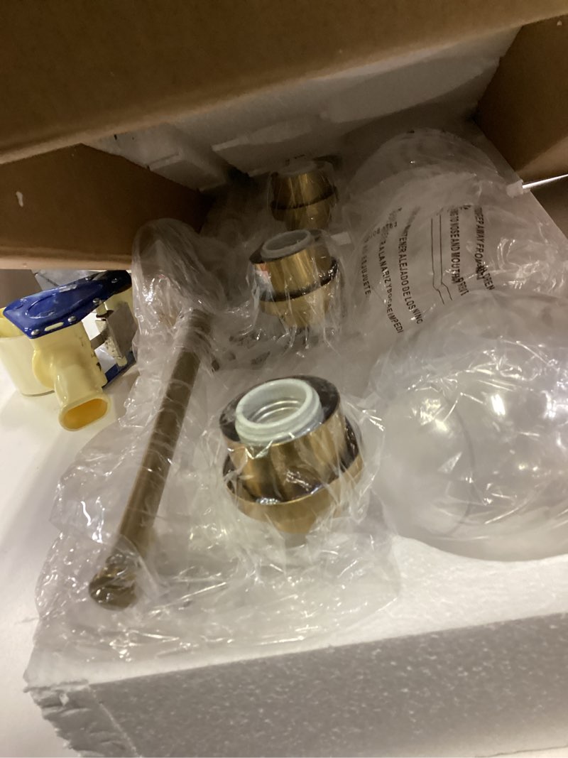 Condition photo showing item condition for Bathroom Light Fixtures, 4-Light Brushed Gold Vanity Lights with Globe Clear Glass, 30 Inch Champagne Bronze Vanity Lighting Fixtures Over Mirror, AD-22280-4W-GD