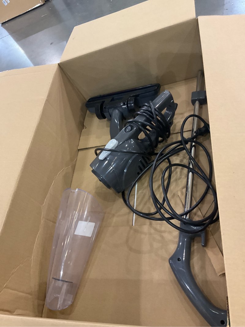 Condition photo showing As Is for Amazon Basics 2-in-1 Corded Stick Vacuum Cleaner, Convertible to Handheld, Lightweight (3.9 LBS), with Washable Filter, Crevice Tools, 0.5L Dust Cup, 19.7-Ft Cord, 300W, Black Vacuum Cleaner Only