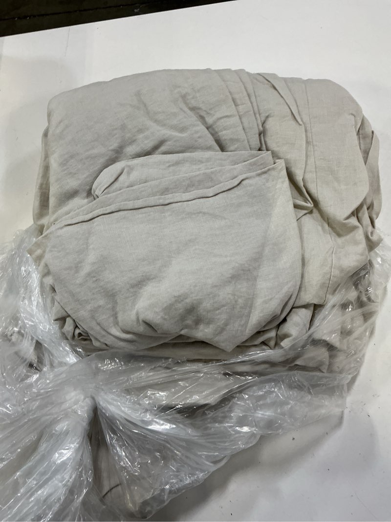 Condition photo showing As Is for quince european linen duvet cover set, full/queen, sand