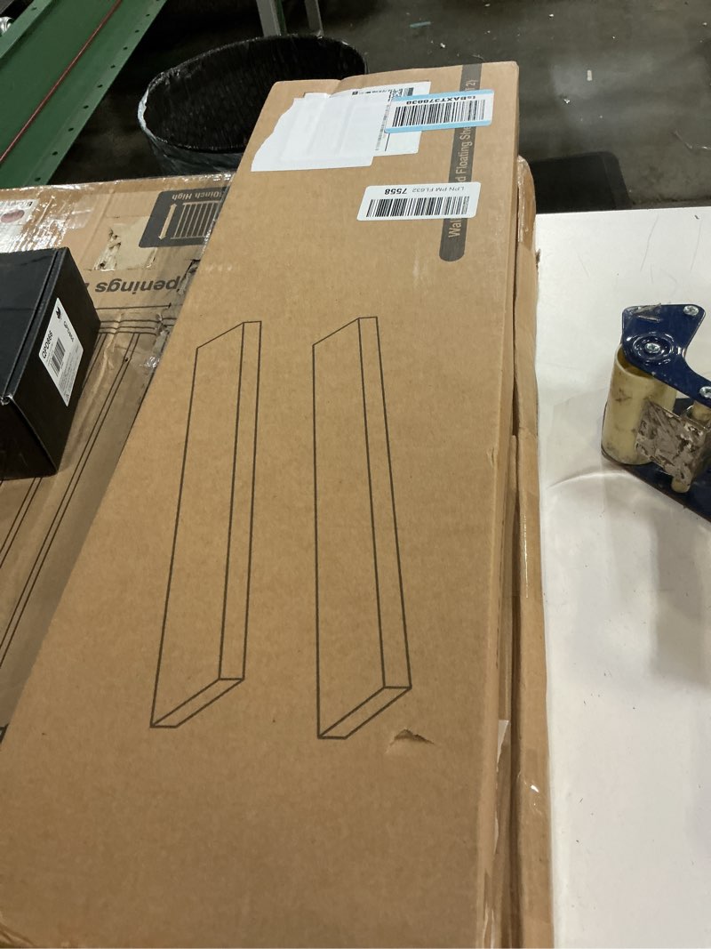 Condition photo showing New/Like New for bayka floating shelves, 22.5 inches rustic wood wall shelves for bathroom?bedroom, living room, kitchen & book, hanging display decor organization shelf with 22 lbs capacity (rustic brown) b. rustic brown - americana farmhouse style 22.5inches