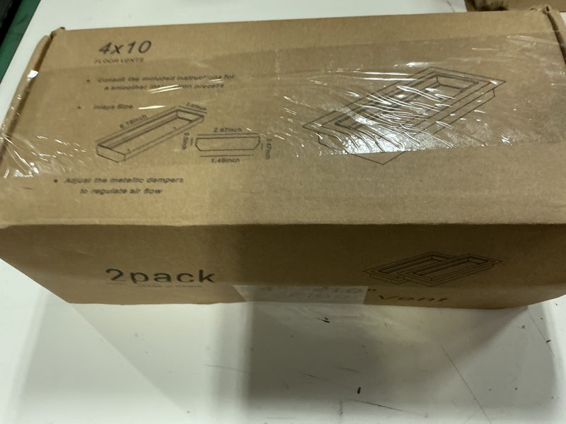 Condition photo showing New/Like New for 4x10 floor register, heavy duty steel, 50% higher ventilation performance than others, sandtex black finish, sleek modern design, fits tile wood inserts, floor vent covers for home floor 4x10 inches black 2