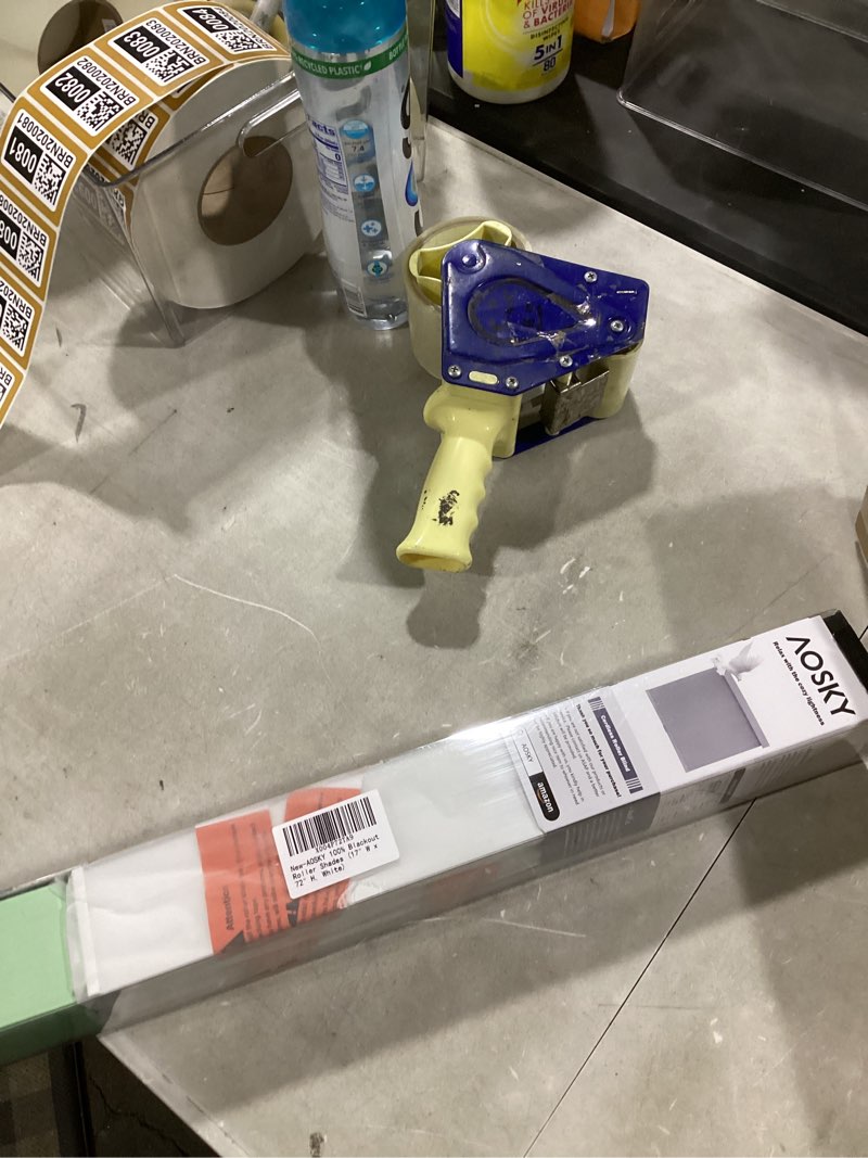 Condition photo showing New/Like New for aosky blackout roller shades cordless blinds for windows, free-stop shades with valance, thermal insulated fabric, uv protection, natural woven blinds for home and office (17" w x 72" h, white) white 17"w x 72"h