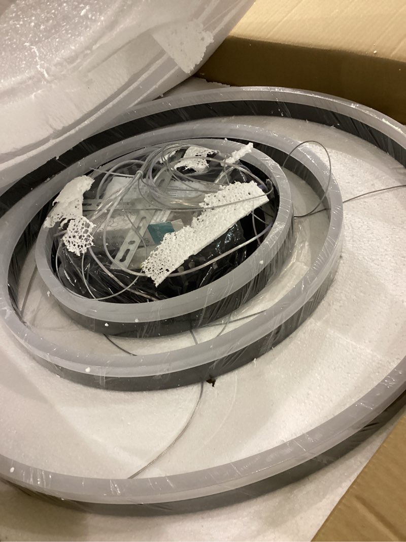 Modern LED Chandelier,3 Ring Black Chandelier Led Pendant Light Fixture,Dimmable Upgraded Modern Cha