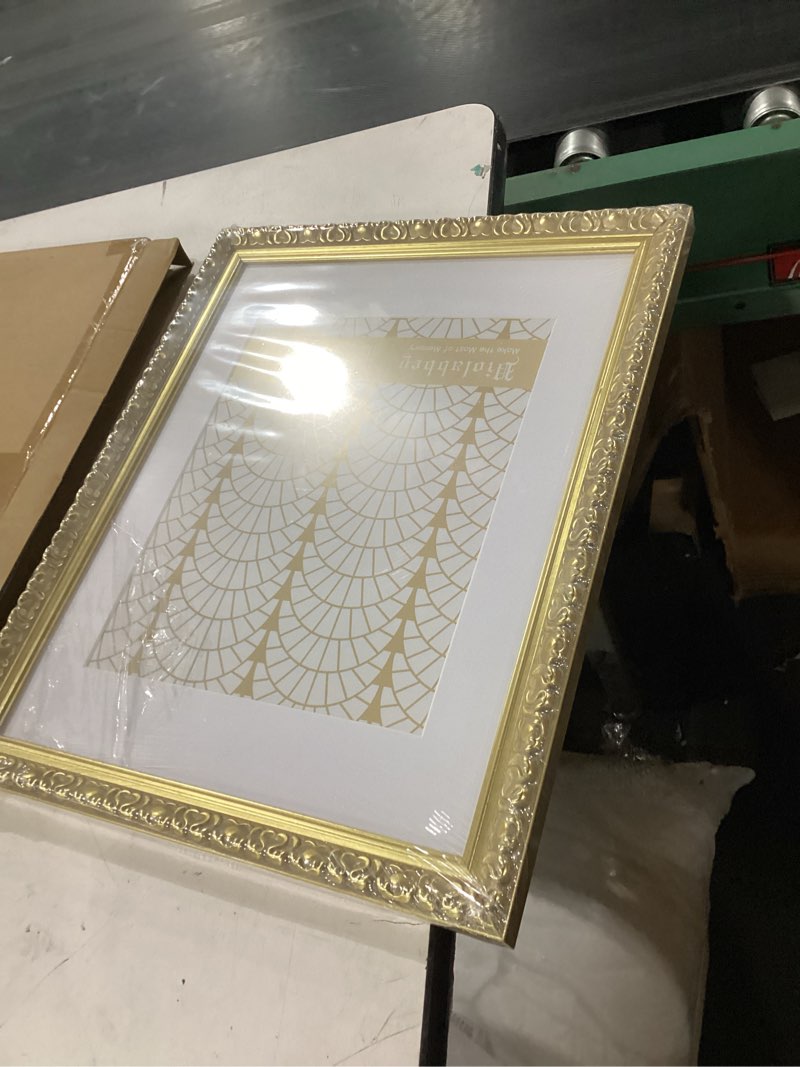 Condition photo showing Good Condition for violabbey 11x14 picture frame gold, display 8x10 picture with mat or 11x14 without mat, ornate vintage 11 x 14 gold frame for wall decor or tabletop display gold 11x14