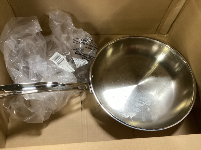 Condition photo showing As Is for Viking 3-Ply Stainless Steel Fry Pan, 10 Inch, Silver