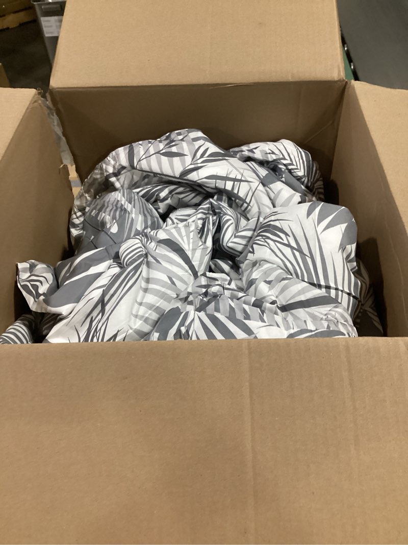 Condition photo showing Good Condition for MUXHOMO Black&Grey Bed in a Bag King 7 Pieces, King Comforter Set Reversible Botanical Flowers Design, Ultra Soft & Breathable Bedding Sets with Comforter, Sheets, Pillowcases & Shams King(104"x 90") Black Grey Leaves