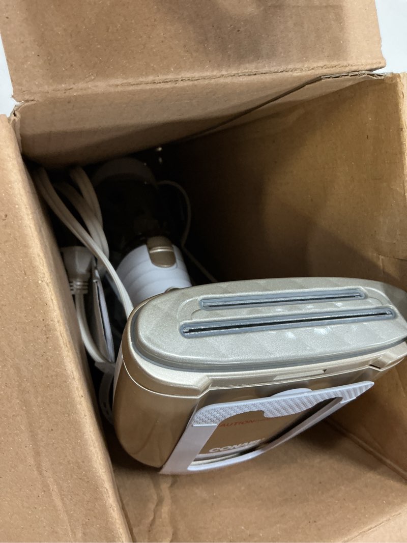 Condition photo showing Good Condition for conair handheld garment steamer for clothes, turbo extremesteam 1875w fabric steamer, portable handheld design, strong penetrating steam, white/champagne