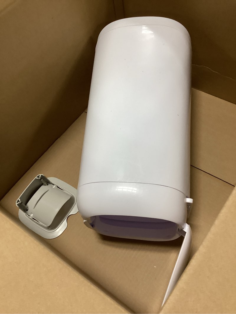 Condition photo showing As Is for Diaper Genie Select Pail (Grey) is Made of Durable Stainless Steel and Includes 1 Starter Square Refill That can Hold up to 165 Newborn-Sized Diapers.