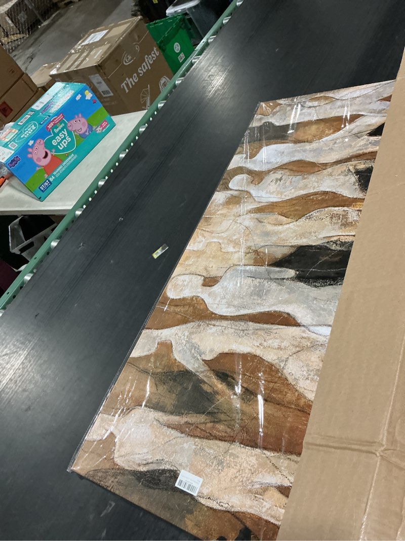 Condition photo showing As Is for CHUDANHAO Modern Abstract Art White and Brown Figure Artwork for Walls Black Line Canvas Prints for Dining Room Office Home Wall Decor 24x48 Inch 48"L x 24"W Brown