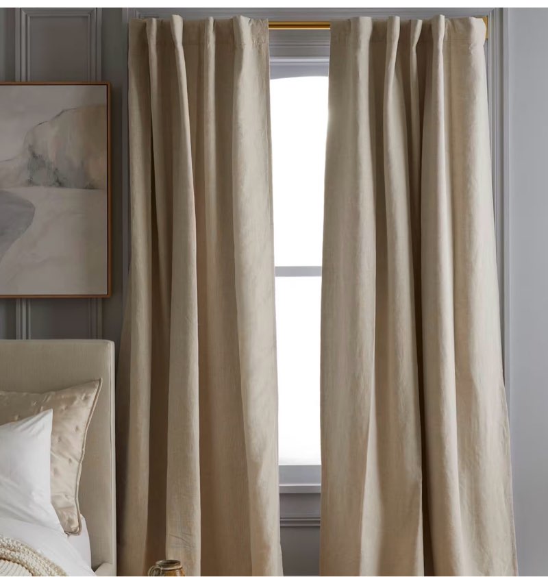 quince european linen curtain 48”x120” flax