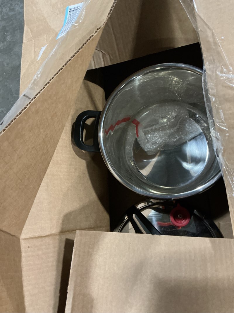 Condition photo showing As Is for 3-in-1 304 stainless steel pressure cooker 13 quart: [explosion-proof] [3 psi settings], one-hand locking pressure canner, induction compatible, glass lid & steamer rack included, olla de presion 13 quarts