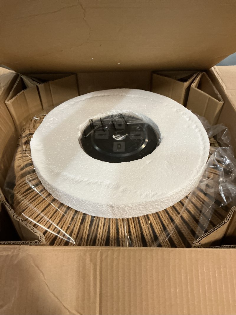 Condition photo showing Good Condition for 20" Boho Caged Fandelier with Lights Flush Mount Rattan Ceiling Fan with Lights and Remote Control, Enclosed 6 Speeds Low Profile Fan Light for Bedroom, Living Room, Kitchen 20 Inch