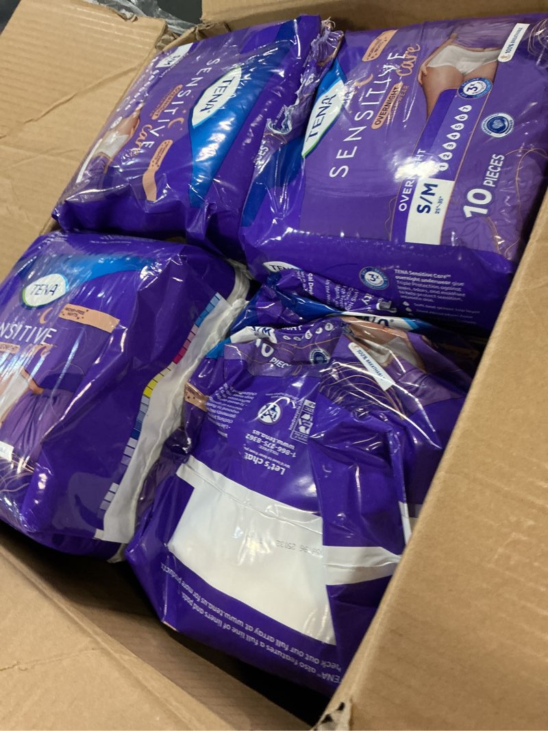  ( incomplete ) Tena Sensitive Care Overnight Incontinence Underwear for Women, Bladder Control and Postpartum, Small/Medium, 80 Count (Waist Size: 25in-35in)