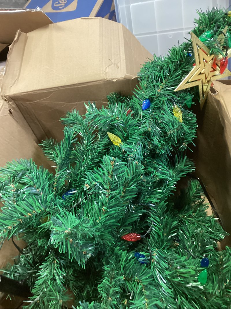 Condition photo showing As Is for 5.9FT Artificial Christmas Tree,Dense Branches Realistic Holiday Decor? w/Easy Assembly,Includes Stand