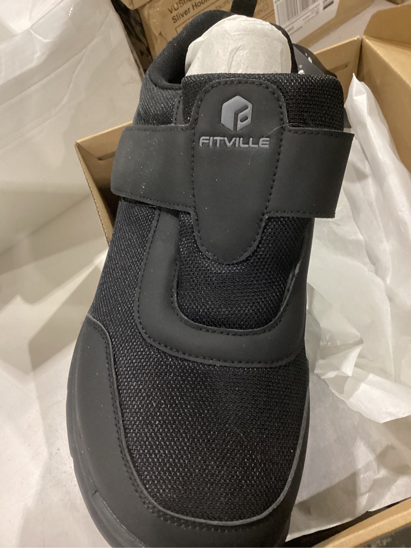 FitVille Diabetic Shoes for Men Extra Wide Width, Swollen Feet Shoes for Diabetics Pain Relief(Black