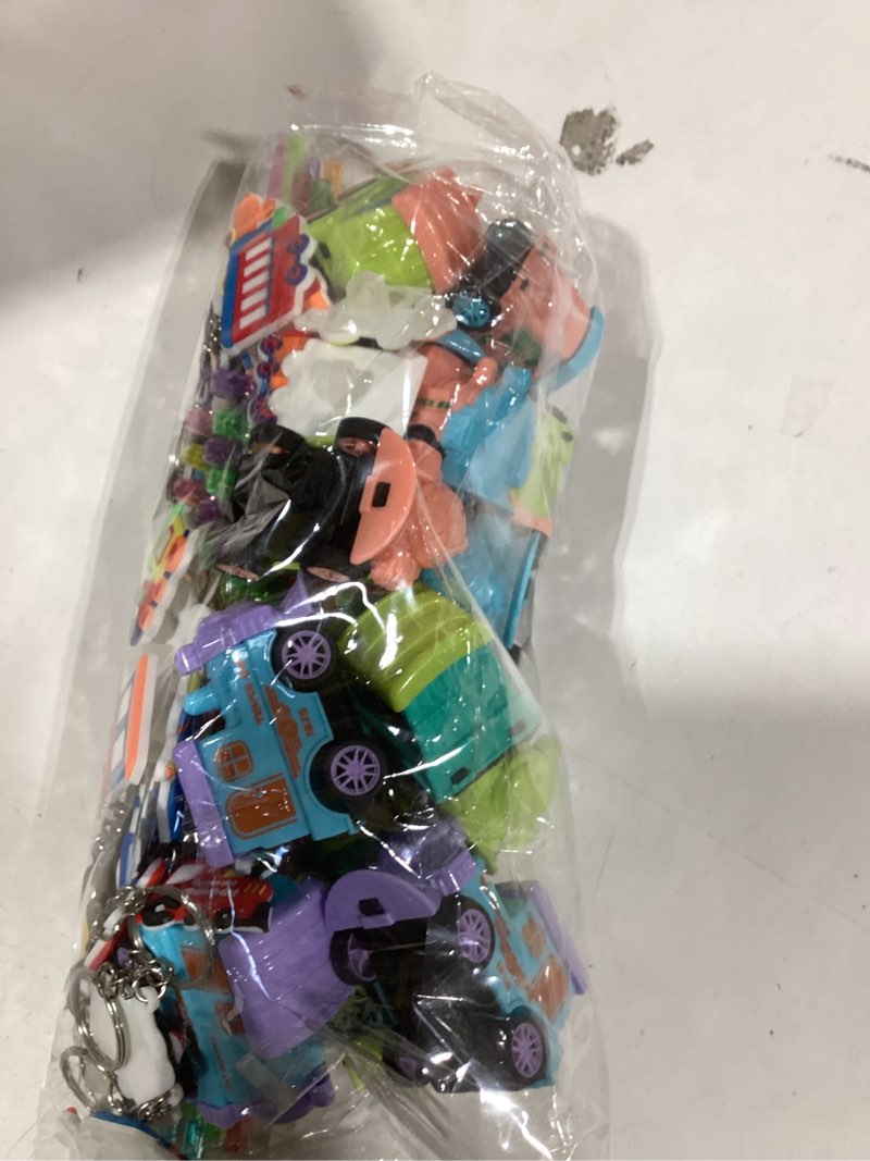 Condition photo showing As Is for Train Party Favors 122PCS Slap Bracelets DIY Stickers Drinking Straw Keychains Pull-back Vehicle for People Car Theme Birthday Party Car Theme Birthday Party