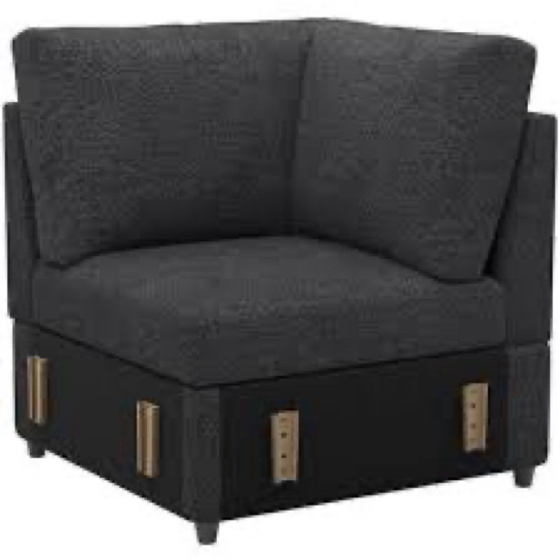 Carton D: Corner Seat Frame & Back Cushion & Long Seat Cushion Black