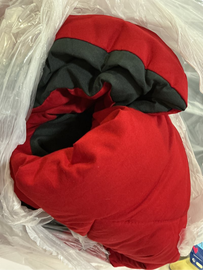 Condition photo showing As Is for MUXHOMO 7 Pieces Queen Comforter Set, Reversible Bed in a Bag Queen Size, All Season Bedding Set with Comforter, Flat Sheet, Fitted Sheet, Pillowcases & Shams, Red & Black Queen (88"x88") 01 - Red/Black