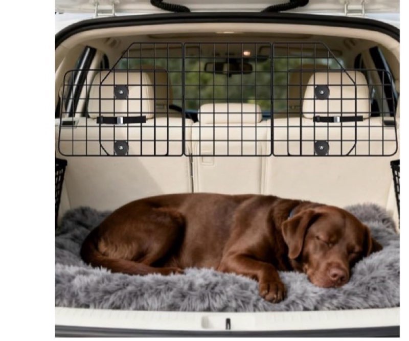 feed garden dog car barrier for suvs, adjustable universal-fit heavy-duty wire mesh pet divider for 