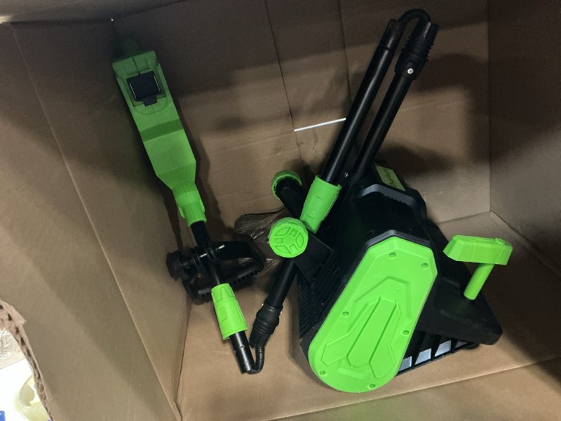 Condition photo showing As Is for 21V Cordless Electric Snow Shovel with 2×4.0Ah Batteries, LED Battery Display, 13.5" Clearing Width & 26FT Throw Distance, Lightweight Battery Snow Shovel for Driveways, Steps, Patios & Sidewalks