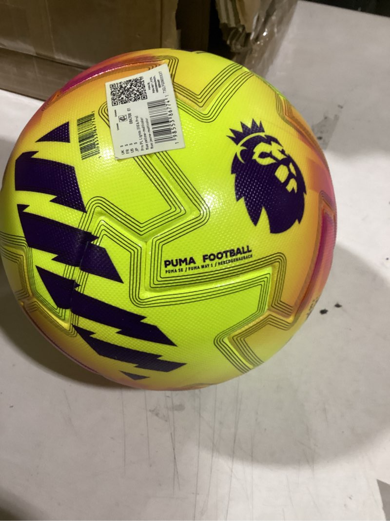 Condition photo showing New/Like New for Puma Unisex Orbita Pro Premiere League Soccer Ball (FIFA Quality Pro), Fluo Yellow-Multicolor AH25, 5 Puma Orbita Pro Pl Lights (FIFA Quality
