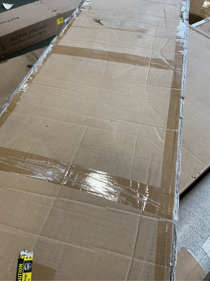 Condition photo showing New/Like New for Queen Bed Frame, Queen Size Bed Frame with Vintage Wood Headboard & Footboard, Mid-Century Modern Bed Frame, Metal Platform Bed Frame/No Box Spring Needed, Strong Weight Capacity