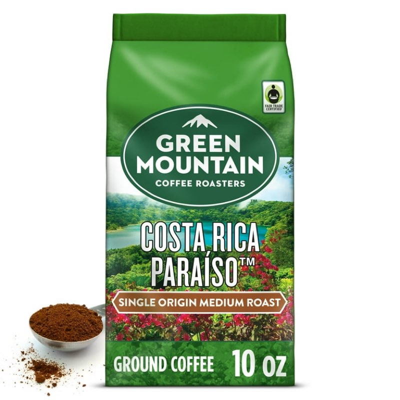 Best By 12/03/25 Green Mountain Coffee  Costa Rica Paraiso  Medium Roast  Fair Trade Certified Ground Coffee  Bagged 10 oz Case of 6