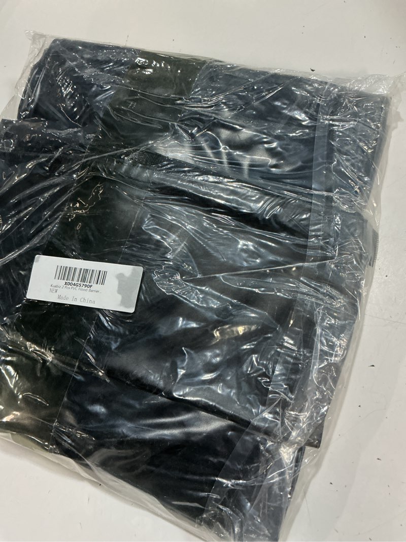 Condition photo showing Good Condition for 2 pcs pvc flood barriers for home with 1 connecting bands 12ft x 7inch water barriers flood sandbag alternative lightweight water diversion tubes for flooding rain protection door garage black-2 pcs