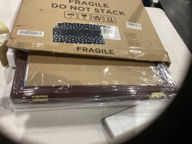 Condition photo showing Good Condition for jinchuan military challenge coin display case lockable cabinet rack holder shadow box with removable 2 grooves shelves and anti dust door for casino poker chips collectibles, large - mahogany large - mahogany without led 1 pack