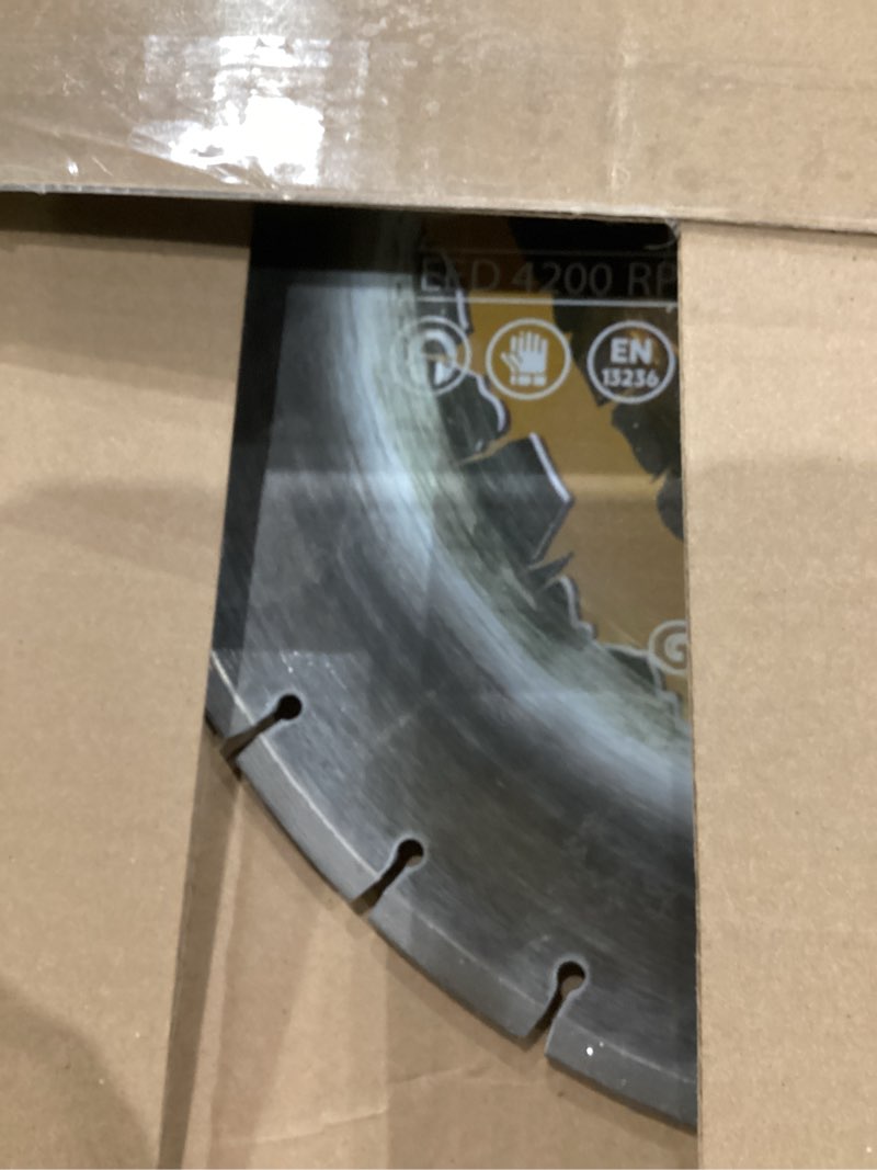 Condition photo showing As Is for RHAPSODY 16 Inch Diamond Saw Blade, Segmented General Purpose Blade Dry/Wet Cutting Concrete, Masonry, Brick, Block, Paver 1"-20mm Arbor 16Inch