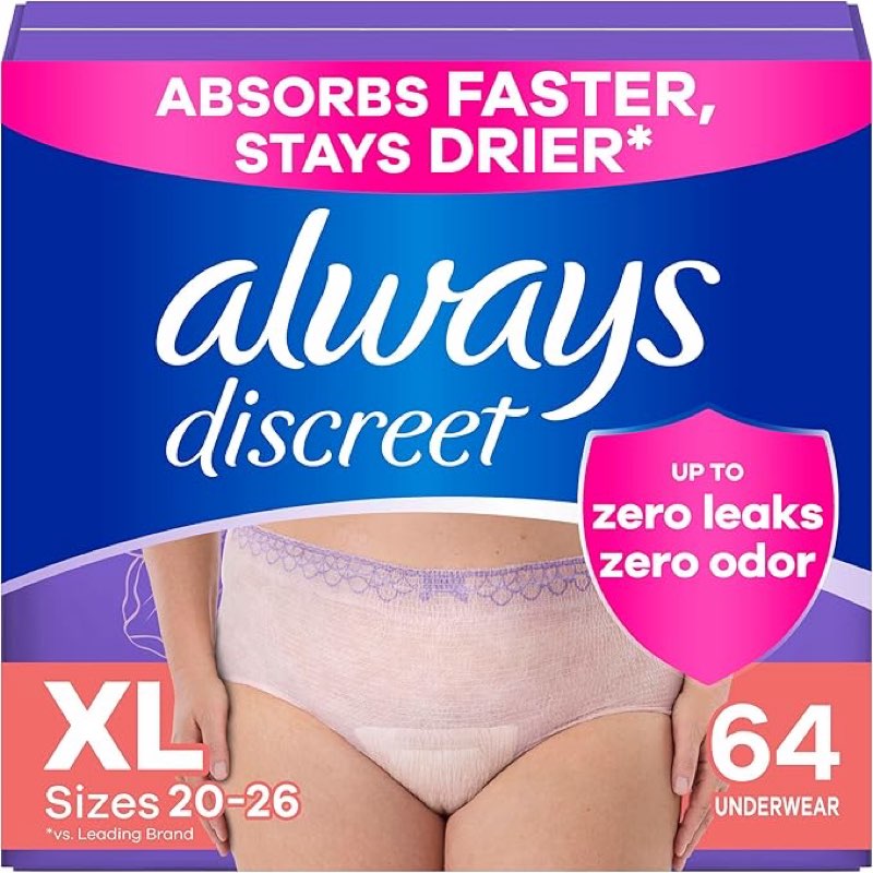 Always Discreet Adult Incontinence Underwear for Women and Postpartum Underwear, Extra Large, Up to 