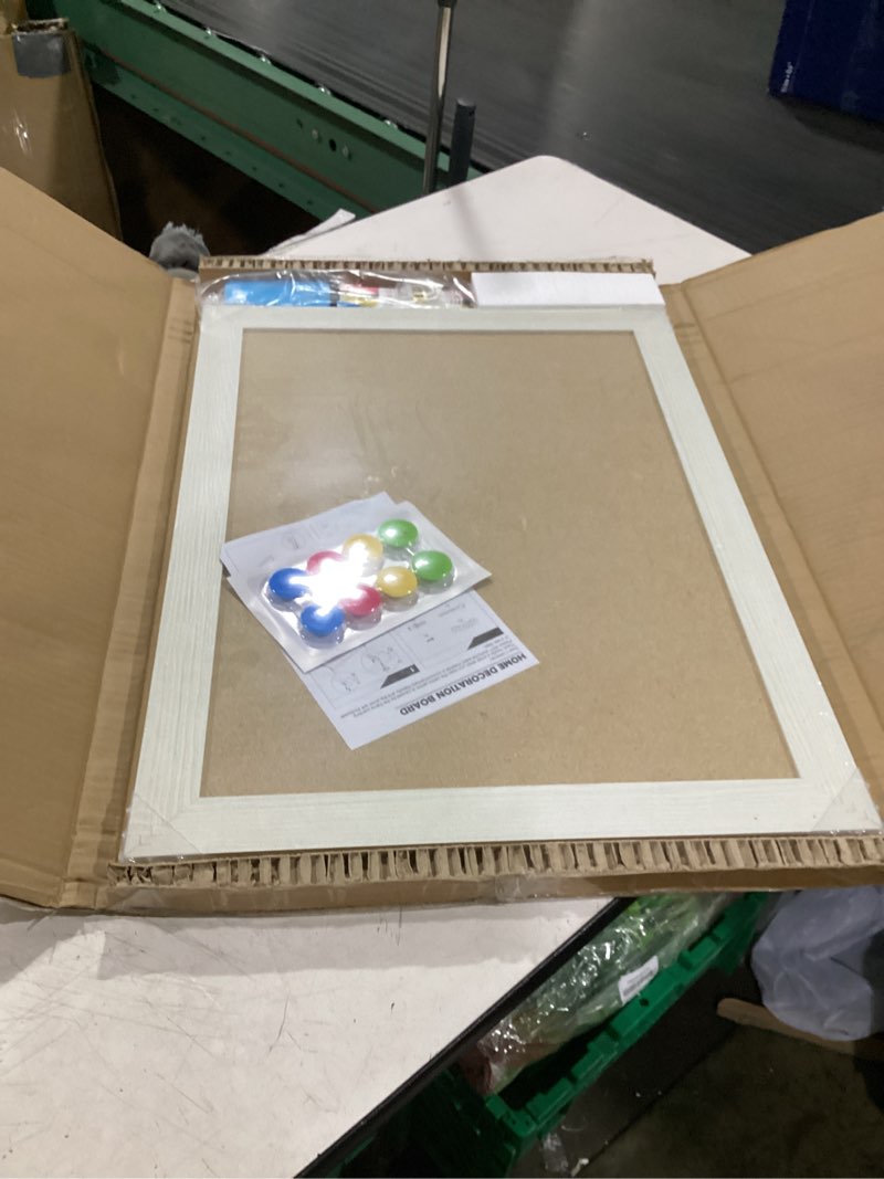 Condition photo showing Good Condition for white board for wall, 24'' x 18'' magnetic dry erase board, decorative whiteboard with white vintage wooden frame, hanging writing board for home office school dorm white wood 24"x18"