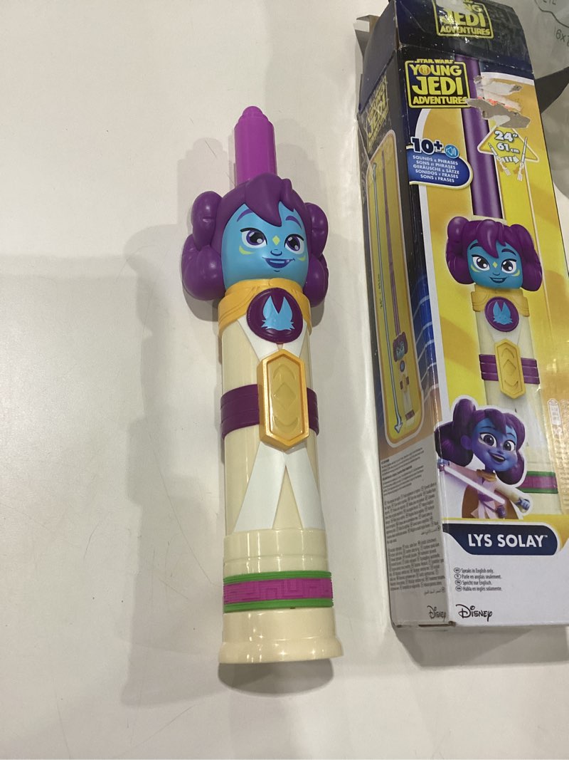 Condition photo showing New/Like New for STAR WARS Young Jedi Adventures LYS Solay Purple Electronic Lightsaber, Toys, Preschool Toys for 3 Year Old Boys & Girls (Amazon Exclusive) Lys Solas