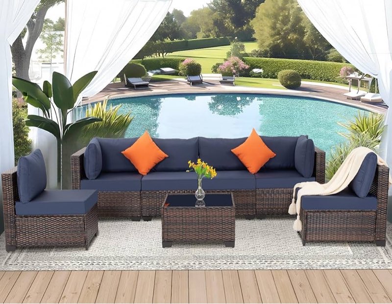(Similar picture )Outdoor Wicker Patio Furniture Set, Rattan Sectional Sofa Couch,