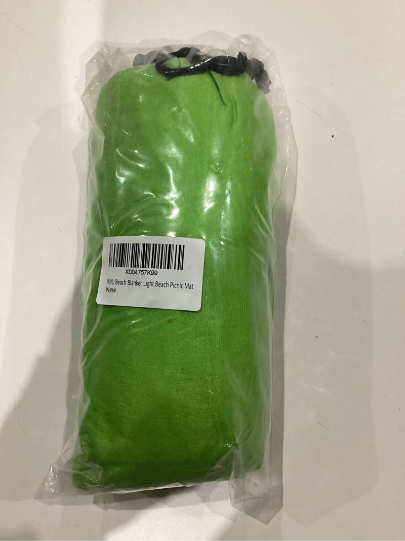 Condition photo showing New/Like New for Ruili Beach Blanket Sandproof Extra Large 5-7 Adults, Oversized Beach Mat Waterproof Washable Foldable Outdoor Mat, 83''x79'' Beach Blanket with Storage Bag, Lightweight Durable 4 Stakes (White&Green)