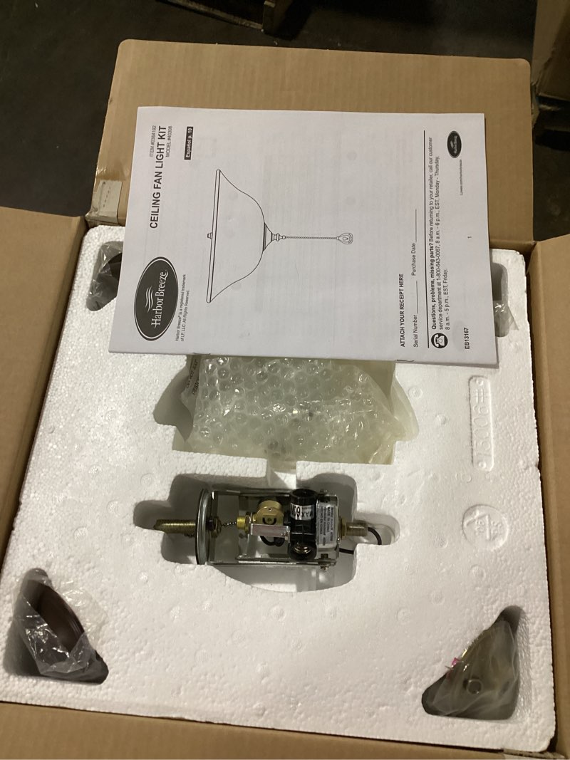 Condition photo showing Good Condition for possibly incomplete hardware.. harbor breeze 3-light alabaster incandescent ceiling fan light kit