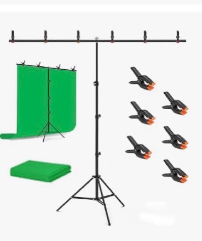 Green Screen Backdrop with Stand Kit, 6.5 X 10 Ft Green Screen, 6.5 X 6.5 Ft Backdrop Stand with Car