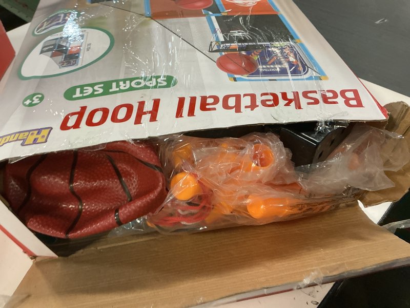 Condition photo showing As Is for Arcade Basketball Game Set with Electronic Scoreboard&LED Light: Carnival Games Boy Toys Basketball Hoop Indoor Outdoor with 4 Balls & Air Pump Ideal Sports Toy Gifts for Kids 3-12 Years Old LED Basketball Hoop & Scoreboard