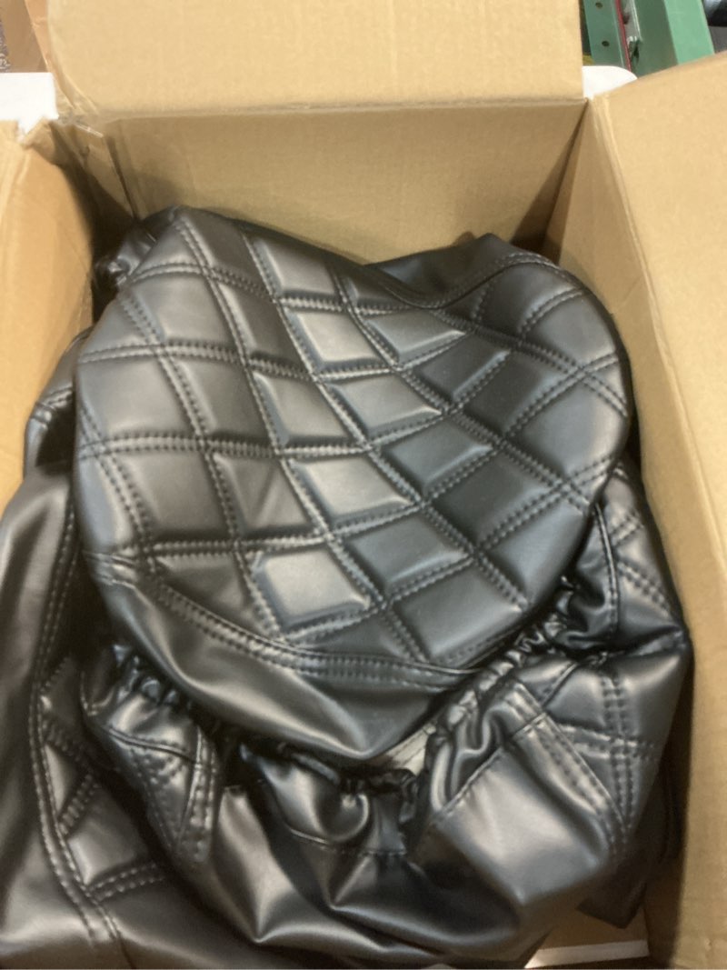 Condition photo showing Good Condition for nokins 4pcs golf cart diamond seat covers kit, front&rear seat covers fits ezgo txt 1994-2013/ezgo rxv standard seat cushion, ezgo vinyl seat cover accessories, no staples(black&black stitch) fits ezgo txt 1994-2013/ezgo rxv front and rear black&black stitch