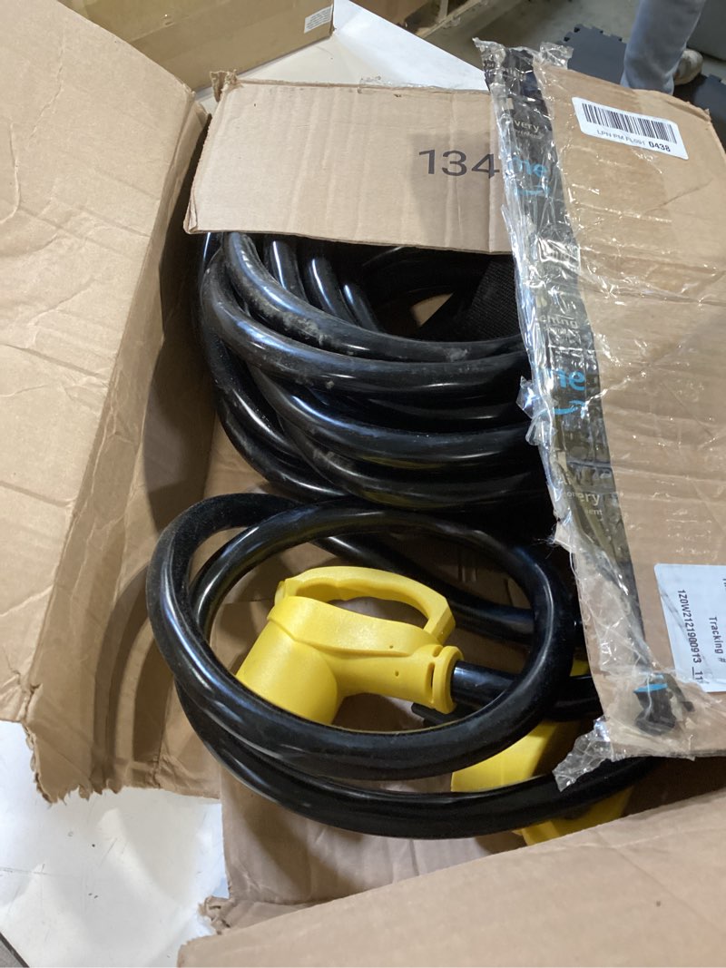 Condition photo showing Good Condition for plugsaf nema 14-50p/14-50r 50 ft 50 amp rv/ev extension cord outdoor with grip handle, 4 prong flexible heavy duty stw rv power cord waterproof, 50a 125/250v 6250/12500w, black-yellow, etl listed 50ft 50a?14-50p/r?