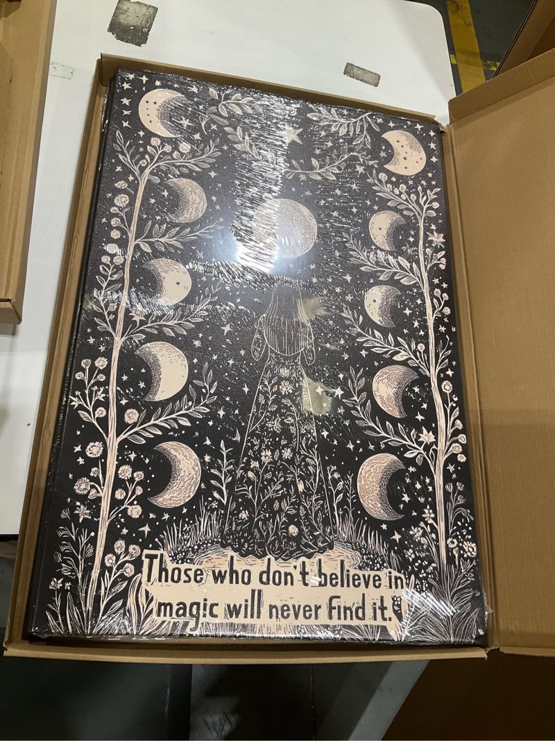 Condition photo showing New/Like New for ruuruu 2pcs framed vintage black flower wall art inspirational floral wall decor motivational quotes pictures positive affirmations posters moon paintings prints for living room bedroom 16x24 inches