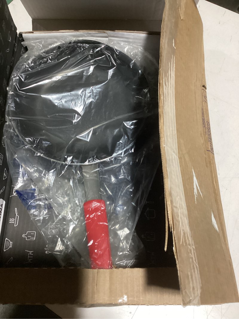 Condition photo showing Good Condition for Tramontina Professional 12-Inch Non Stick Large Frying Pan, Heavy-Gauge Aluminum Skillet with Reinforced Nonstick Coating, Red Handle, Dishwasher and Oven Safe Nonstick (Red handle) 12 Inch