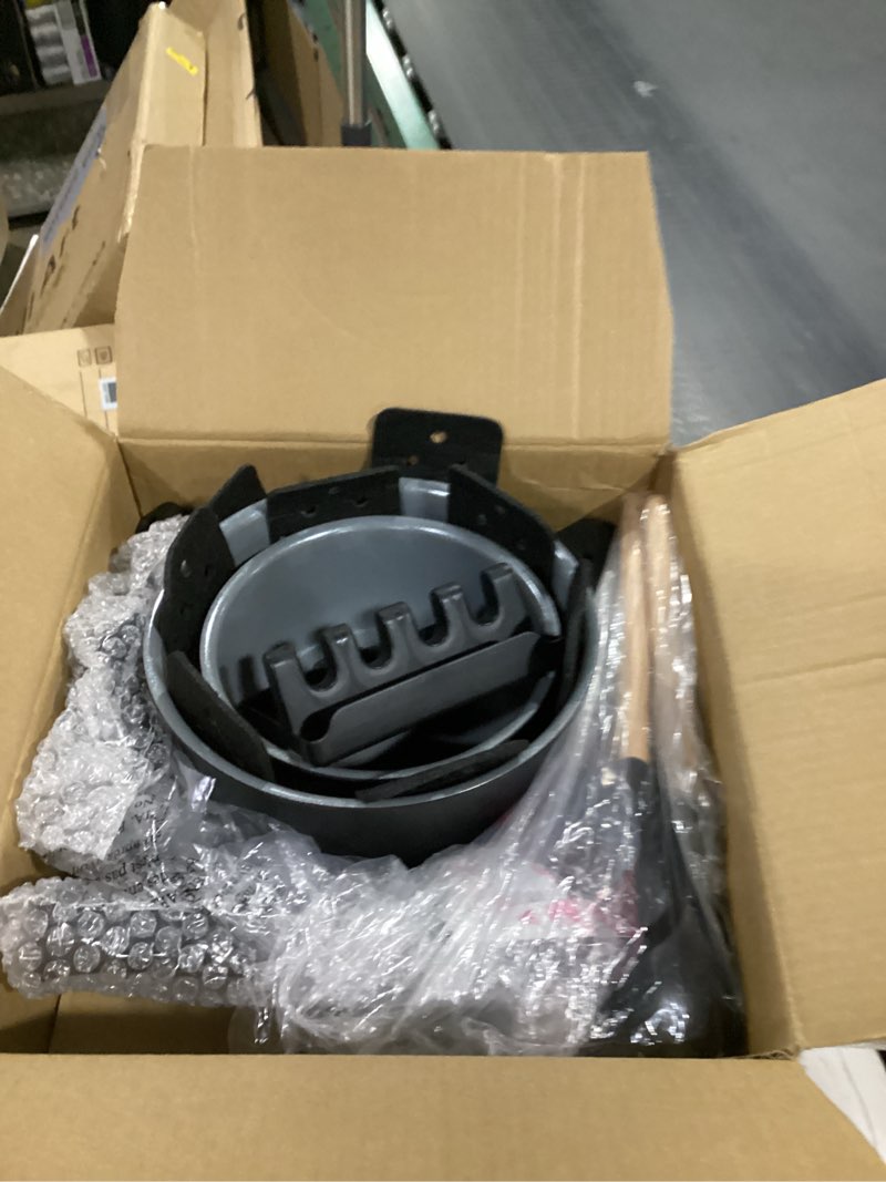 Condition photo showing As Is for Ammeloo 18 Pcs Ceramic Pots and Pans Set Non Stick Kitchen Cookware Set with Detachable Handle, Non Toxic Cooking Set with Removable Handle for RVs, Camping, Fridge, Dishwasher/Oven Safe Black