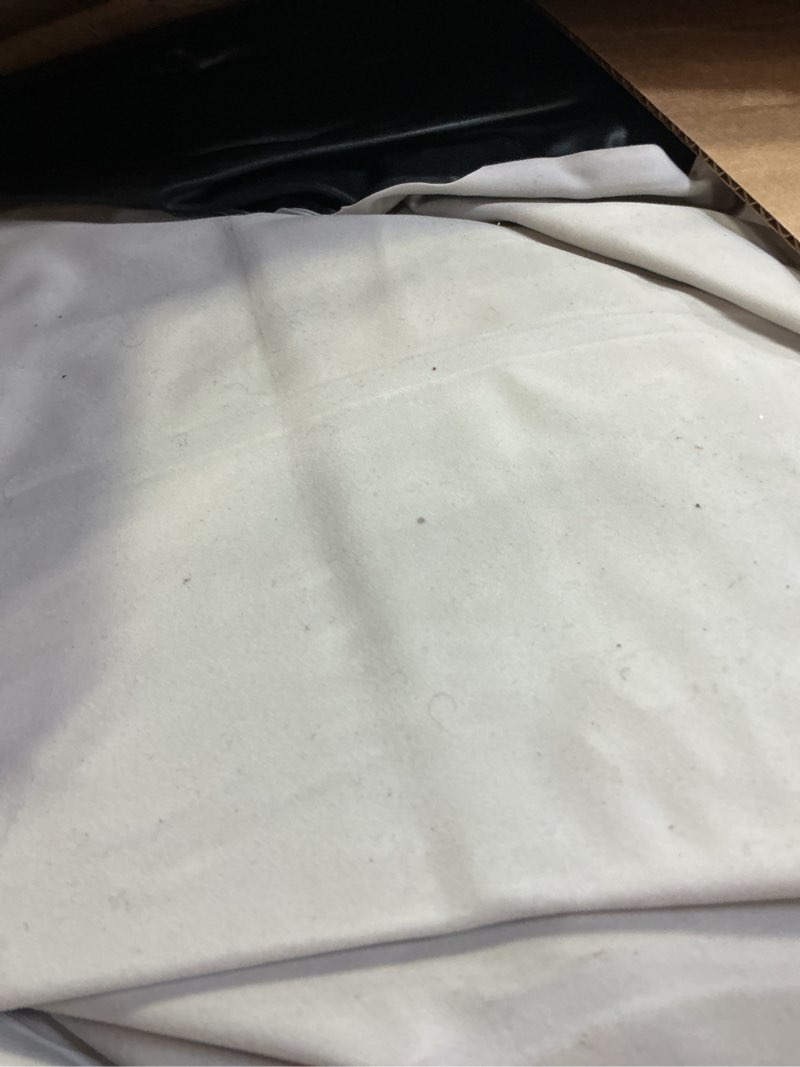 Condition photo showing As Is for air mattress queen with built in pump,comfortable waterproof flocked surface inflatable mattress for temporary family stays and travel,14-inch blow up mattress inflates in 3 minutes