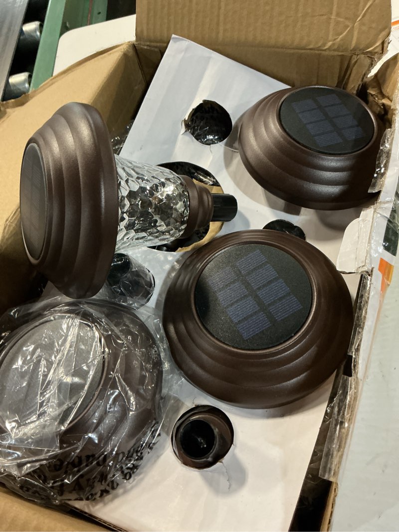 Condition photo showing Good Condition for gigalumi metal & glass solar lights outdoor, 8 pack led garden lights | solar pathway lights waterproof ip65, warm white landscape path lights, garden decor for yard, patio, walkway (brown)