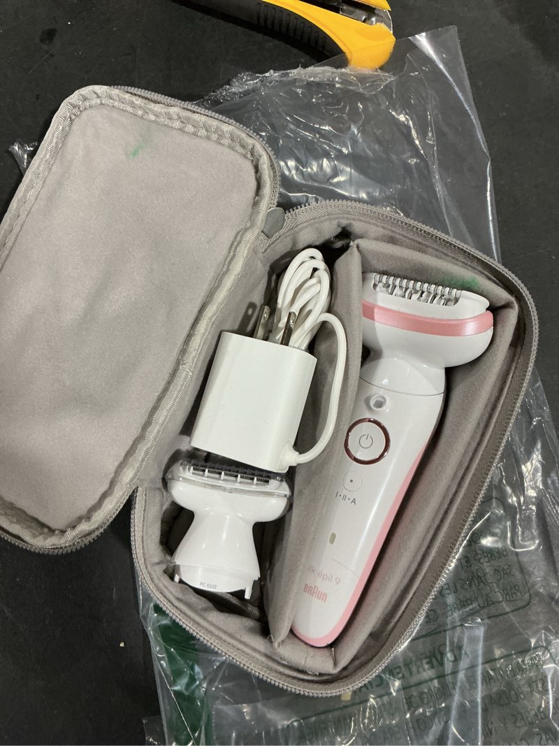 Condition photo showing Good Condition for Braun Epilator Silk-épil 9, Hair Removal Device, Women Shaver & Trimmer, Pivoting Head, Wet and Dry Epilator, Includes Shaver Head and Trimmer Comb, SES9-030